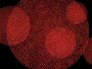 abstract background design, textured red balls floating on black background