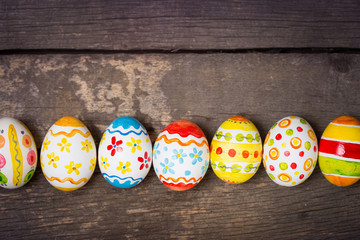 Easter eggs on wooden