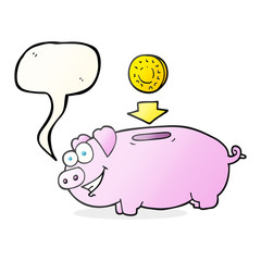 speech bubble cartoon piggy bank