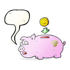 speech bubble cartoon piggy bank