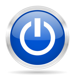 power blue silver metallic metallic chrome web circle glossy icon
