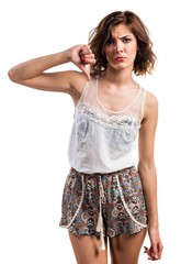 Woman doing bad signal