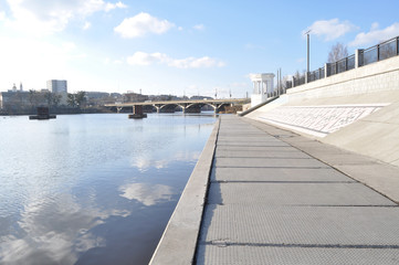 the river embankment in the city