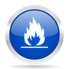 flame blue silver metallic metallic chrome web circle glossy icon