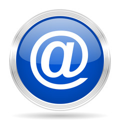 email blue silver metallic metallic chrome web circle glossy icon