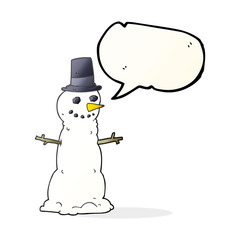 speech bubble cartoon snowman in top hat
