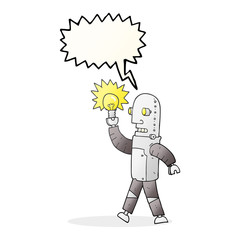 Fototapeta premium speech bubble cartoon robot with light bulb