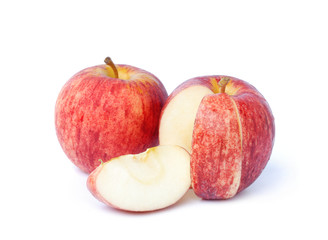 Fototapeta na wymiar sliced apple pieces on white background