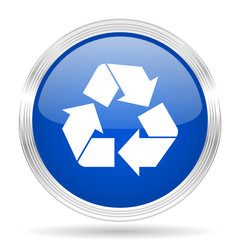 Obraz premium recycle blue silver metallic metallic chrome web circle glossy icon