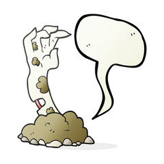 speech bubble cartoon zombie hand rising from ground