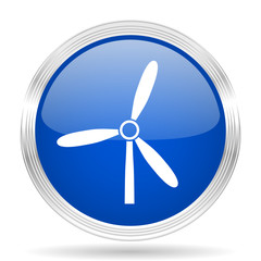 windmill blue silver metallic metallic chrome web circle glossy icon