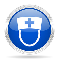 nurse blue silver metallic metallic chrome web circle glossy icon