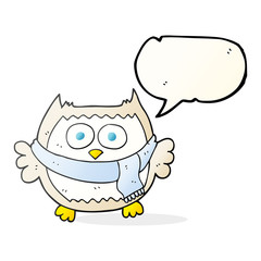 speech bubble cartoon owl wearing scarf