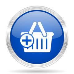 cart blue silver metallic metallic chrome web circle glossy icon