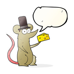 speech bubble cartoon mouse with cheese