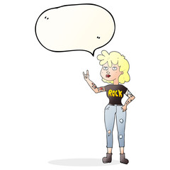 speech bubble cartoon rocker girl