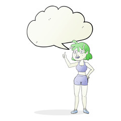 speech bubble cartoon alien gym girl