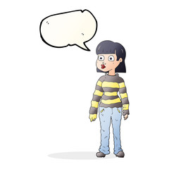 speech bubble cartoon woman in casual clothes