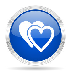 love blue silver metallic metallic chrome web circle glossy icon