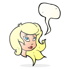 speech bubble cartoon female face