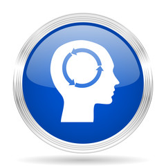head blue silver metallic metallic chrome web circle glossy icon