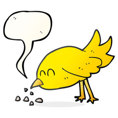 speech bubble cartoon bird pecking seeds