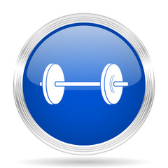 fitness blue silver metallic metallic chrome web circle glossy icon