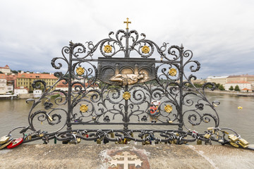 PRAGUE, CZECH REPUBLIC - SEPTEMBER 18: Locks at the Charles Brid