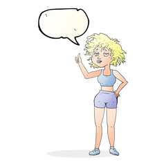 speech bubble cartoon tired gym woman