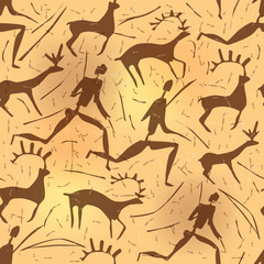 Seamless ornament African petroglyphic art old