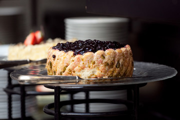 Closeup of a beautiful blueberry pie