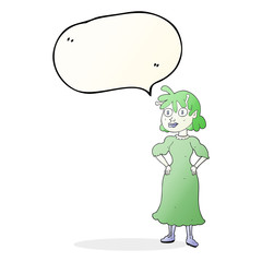 speech bubble cartoon alien woman