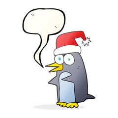speech bubble cartoon christmas penguin