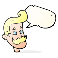 speech bubble cartoon man with mustache