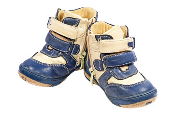 Kid boots isolated on white background.