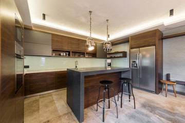 Kitchen island and stools