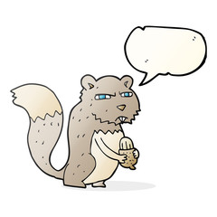 speech bubble cartoon angry squirrel with nut