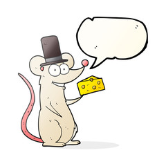 speech bubble cartoon mouse with cheese