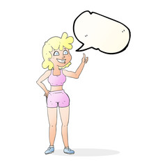 happy gym woman giving thumbs up symbol