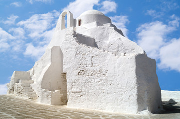 Old church of Panagia Paraportiani at Mykonos island in Greece