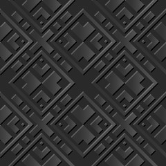 Seamless 3D elegant dark paper art pattern 041 Square Cross Geometry
