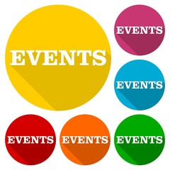 Events icons set with long shadow