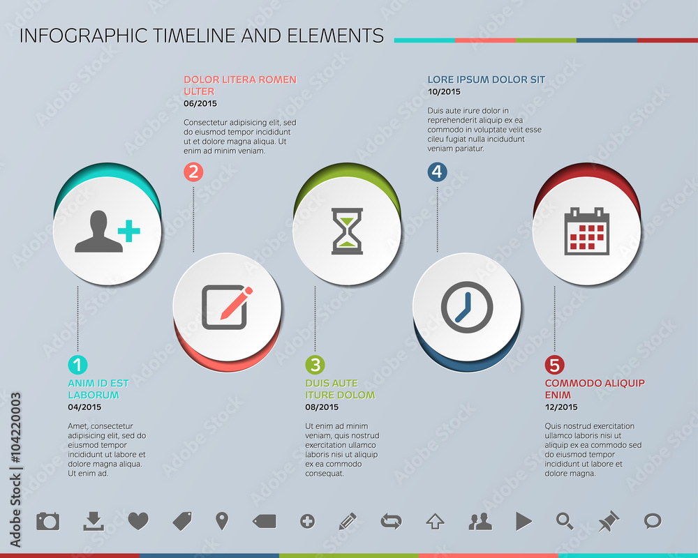 Poster modern design template for infographics with sample text and ico