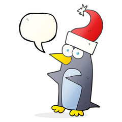 speech bubble cartoon christmas penguin