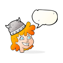 speech bubble cartoon female viking face