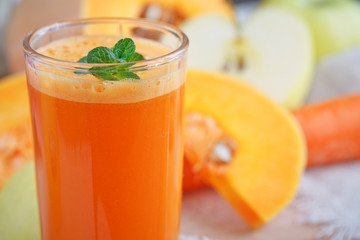 Fresh juice, mix fruits and vegetable. Healthy food