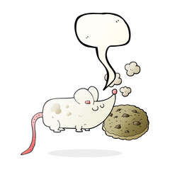 cute speech bubble cartoon mouse and cookie