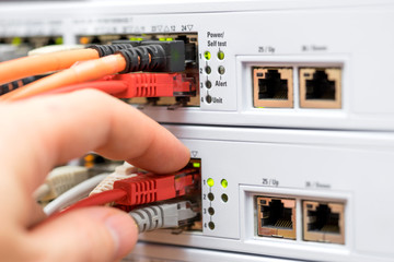 system administrator is checking network connections and connect
