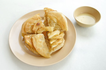 sweet dessert roti with sweetened condensed milk