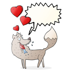 speech bubble cartoon wolf in love